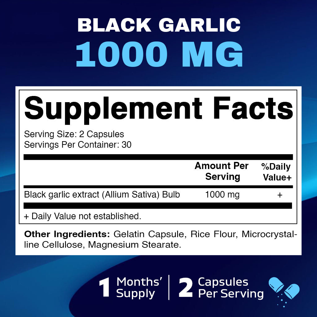 Fermented Black Garlic Extract 1000 mg 60 Capsules