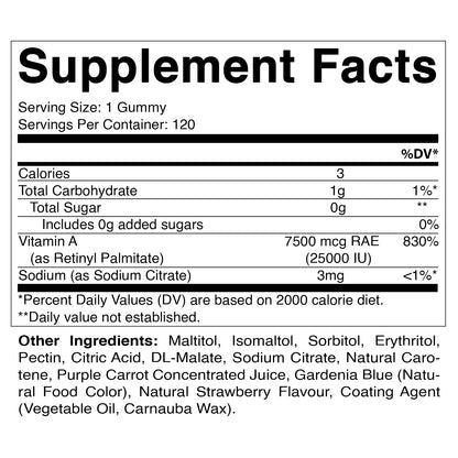 Sugar Free Vitamin A 25000 IU - 120 Gummies