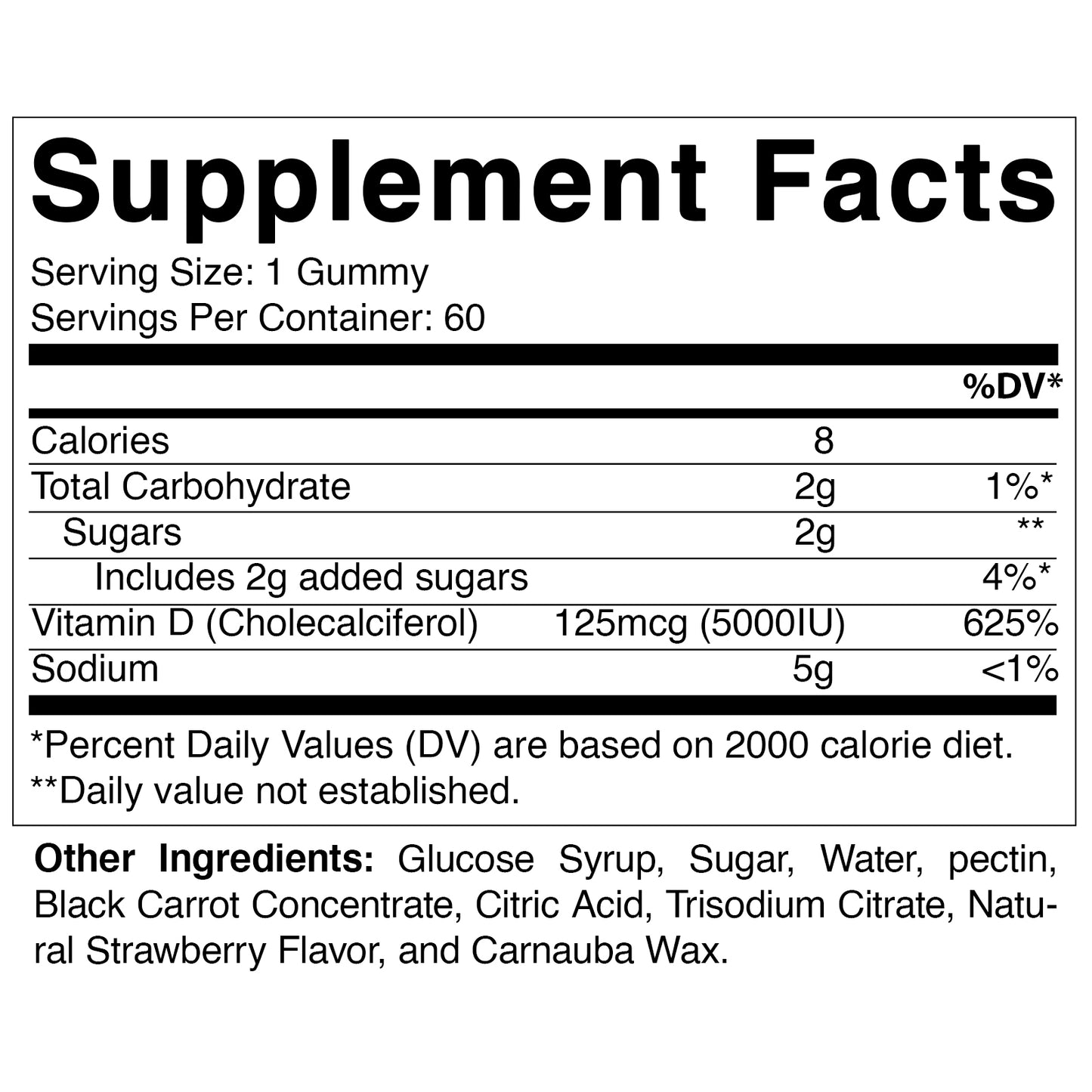 Vitamin D3 5000 IU - 60 Gummies