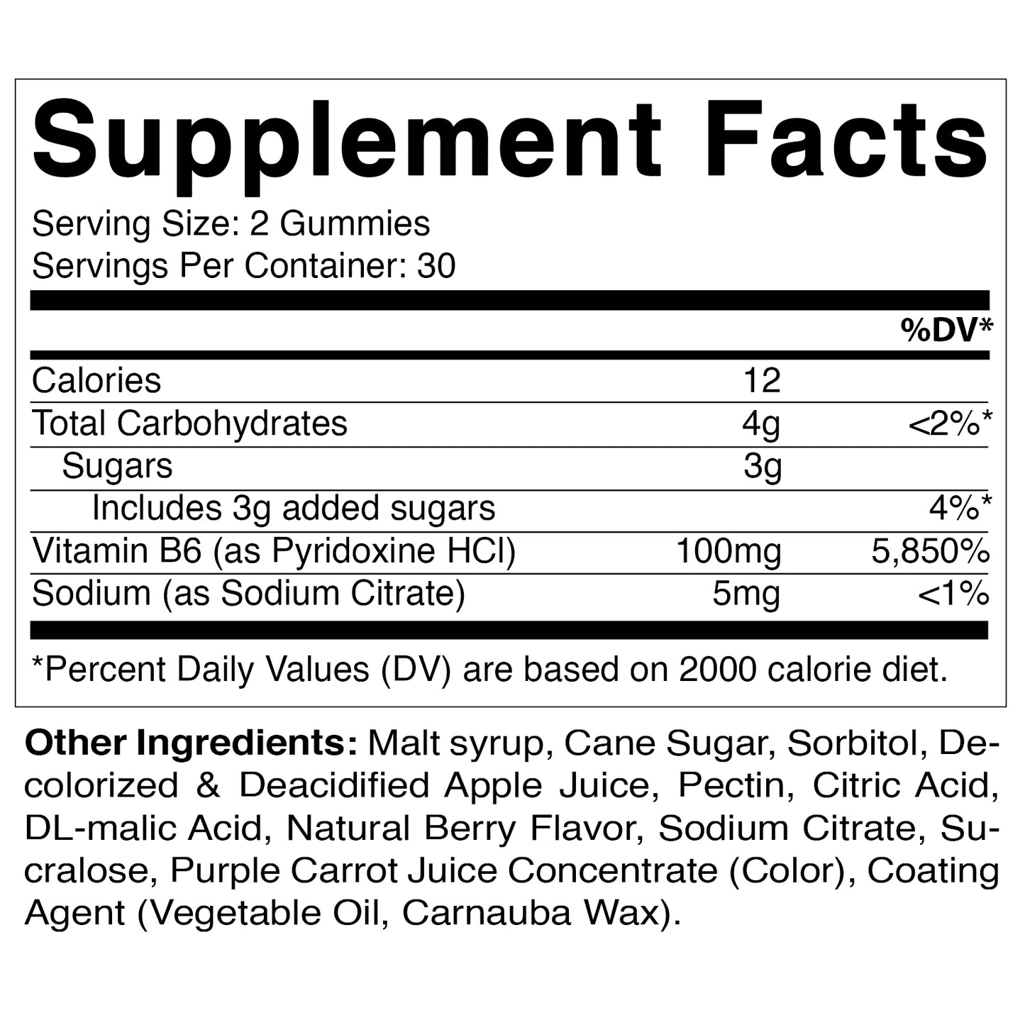 Vitamin B6 100mg - Berry Flavor - 60 Gummies