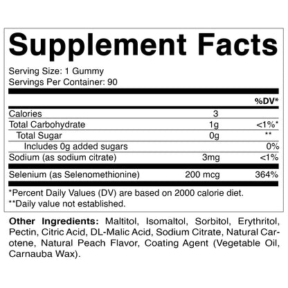 Sugar Free Yeast Free Selenium 200 mcg Gummies 90 Ct