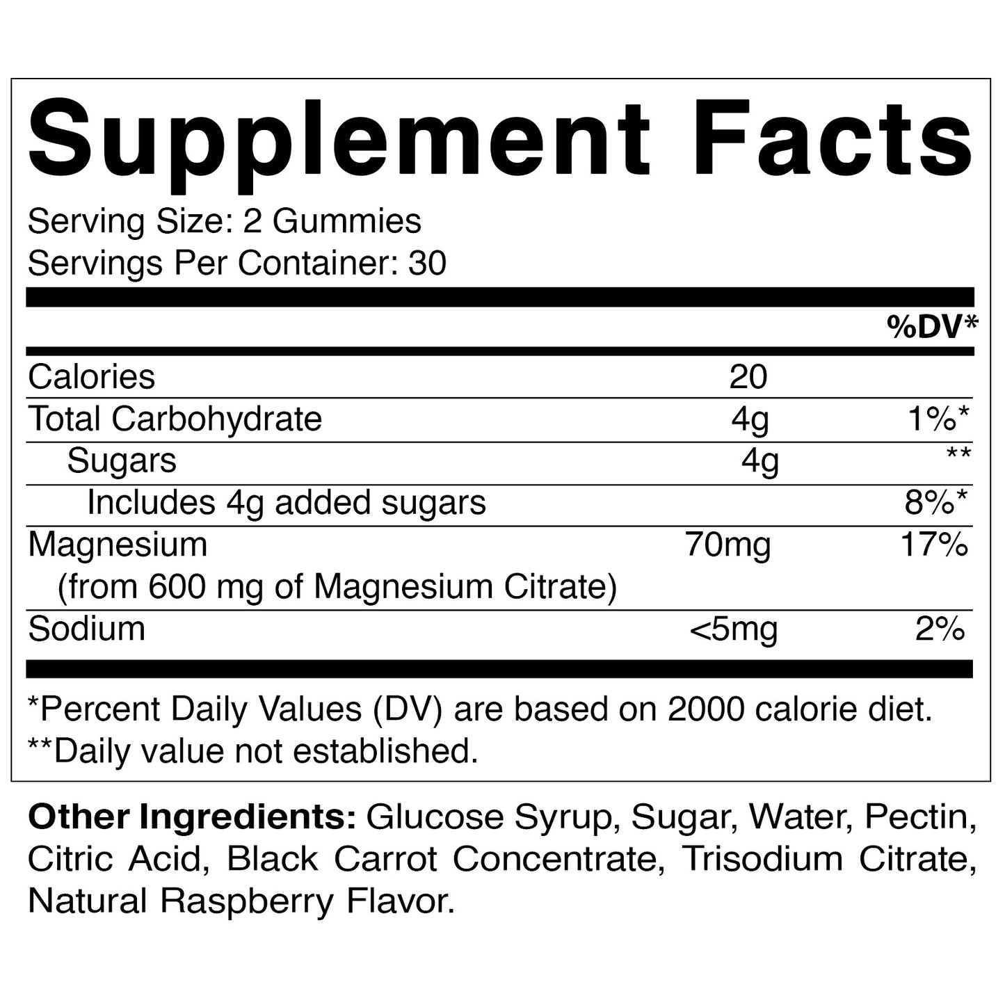 Magnesium Citrate 600mg 60 Vegan Gummies