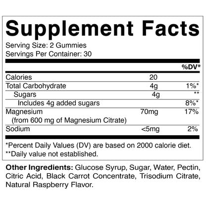 Magnesium Citrate 600mg 60 Vegan Gummies