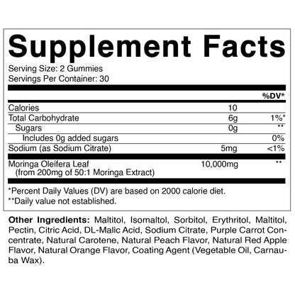 Moringa 100mg (50:1 Extract), Natural Mixed Fruit Flavor, 60 Gummies