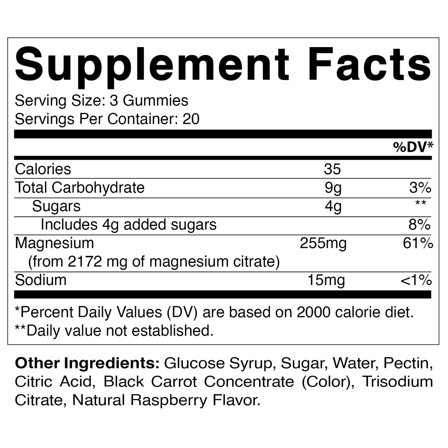 Extra Strength Magnesium 85mg - 60 Vegan Gummies