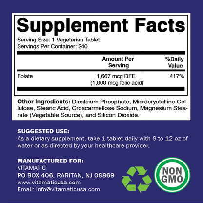 Folic Acid 1 mg - 240 Tablets