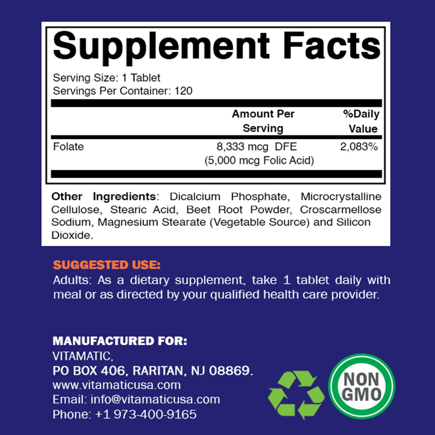 Folic Acid 5mg - 120 Tablets