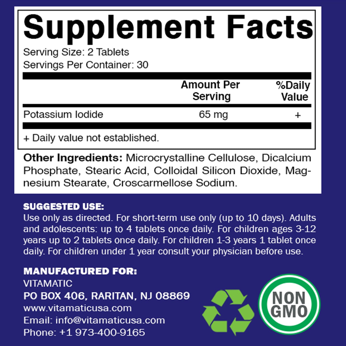 Potassium Iodide 65 mg per Serving - 60 Tablets