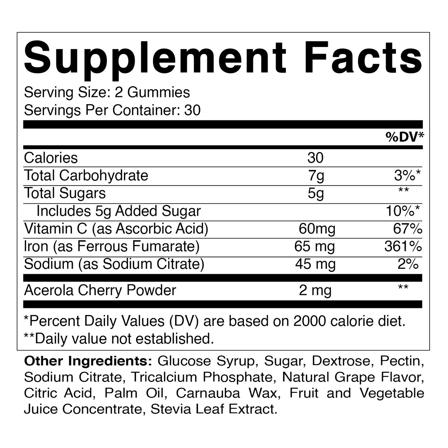 Iron 65mg with Vitamin C - 60 Gummies