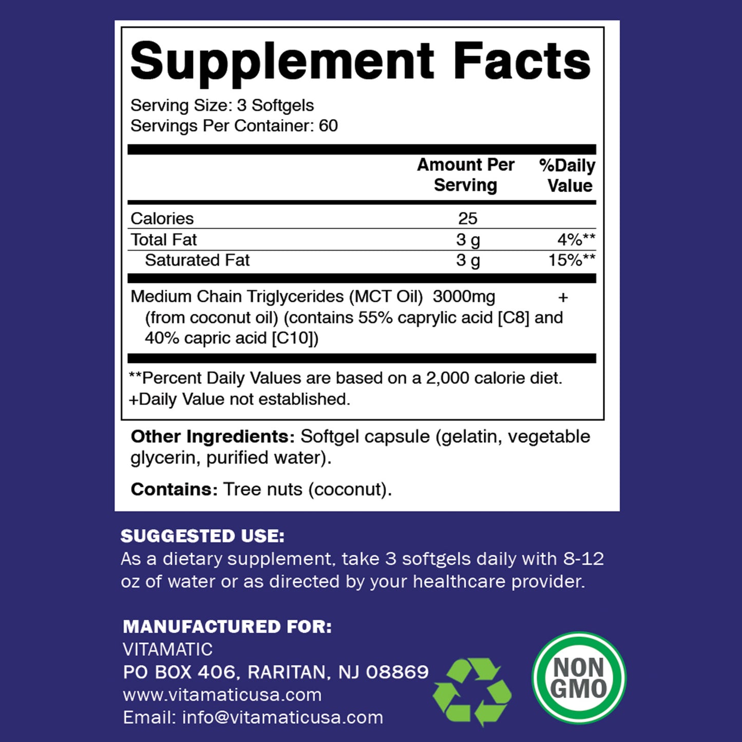 MCT Oil Softgels 3000 mg - 180 Softgels