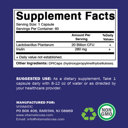 Lactobacillus Plantarum 20 Billion - 60 DR Capsule