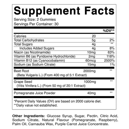 Beet Root 3000mg Equivalent Per Serving - 60 Gummies