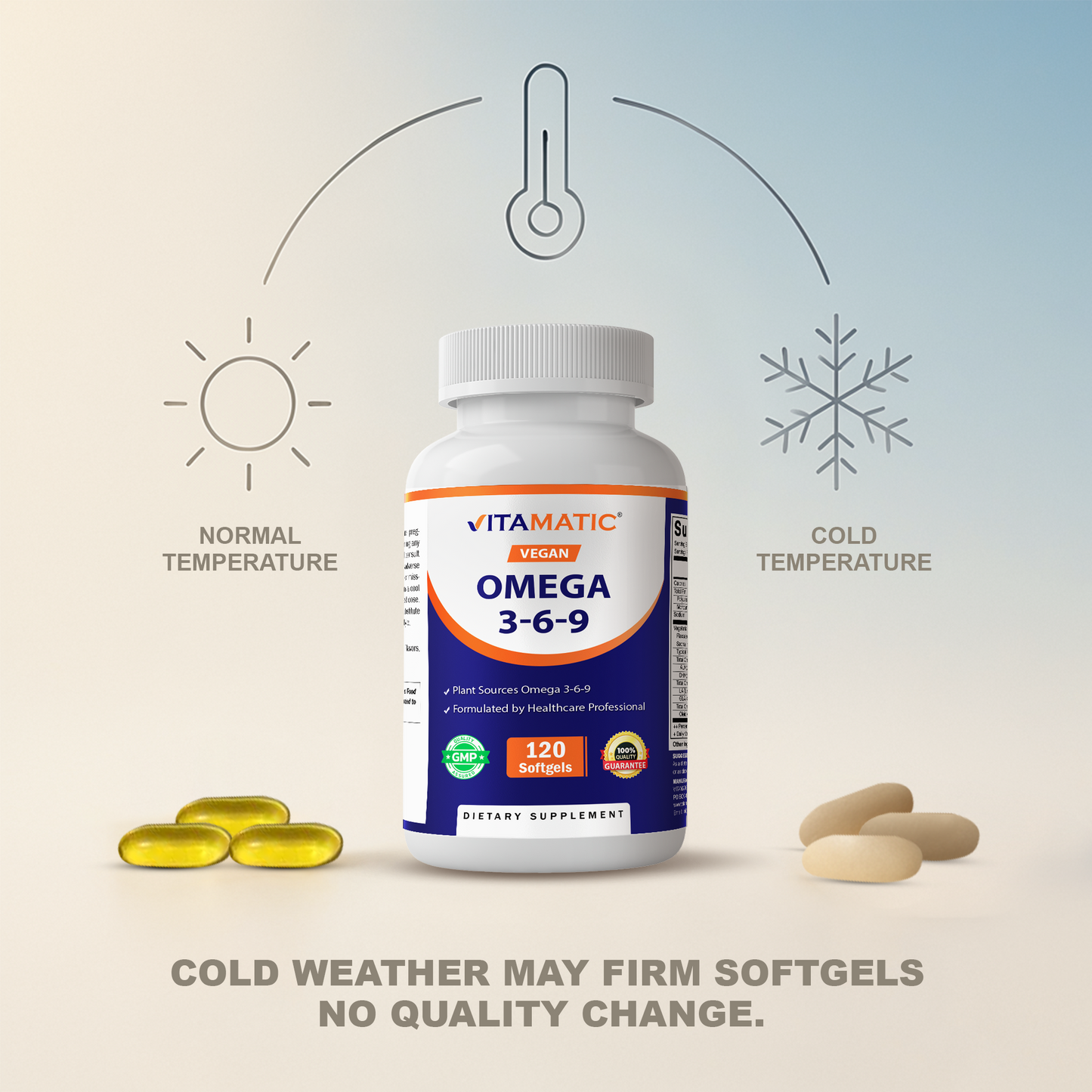 Vitamatic Vegan Omega 3-6-9 Complex 1250mg - 120 Softgels