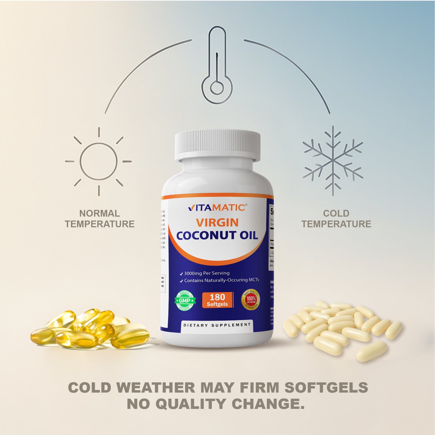 Virgin Coconut Oil 3000 mg Per Serving | 180 Softgels