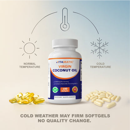Virgin Coconut Oil 3000 mg Per Serving | 180 Softgels