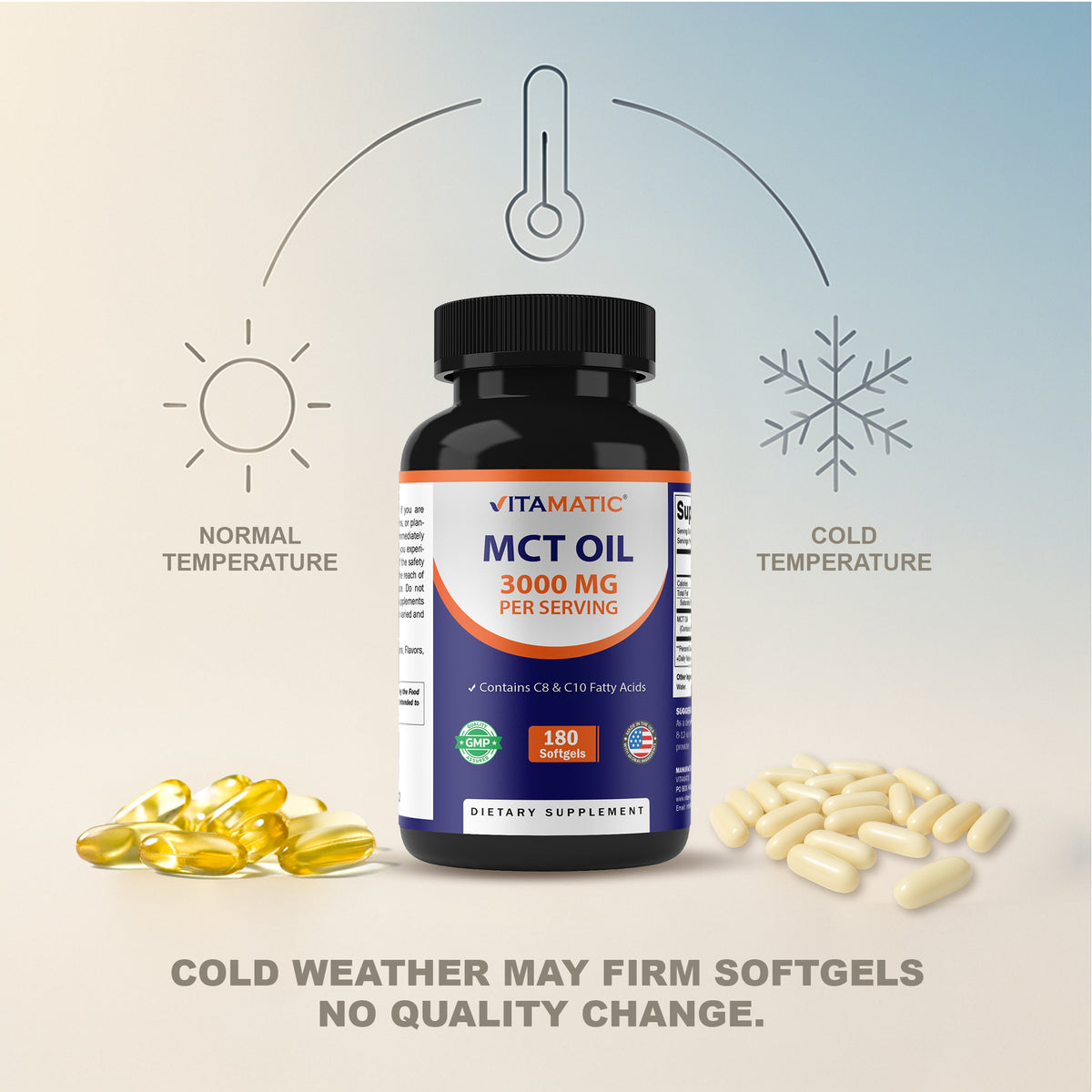 MCT Oil 3000mg per Serving, 180 Softgels