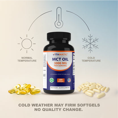 MCT Oil 3000mg per Serving, 180 Softgels