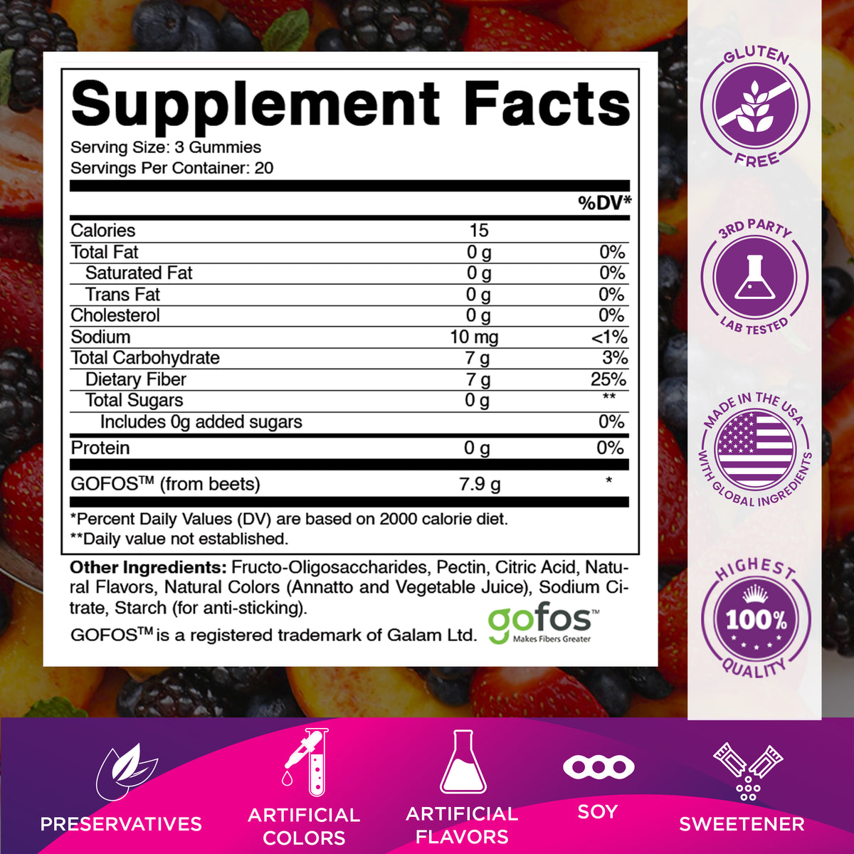 Vitamatic Fiber 7G per Serving, 60 Gummies