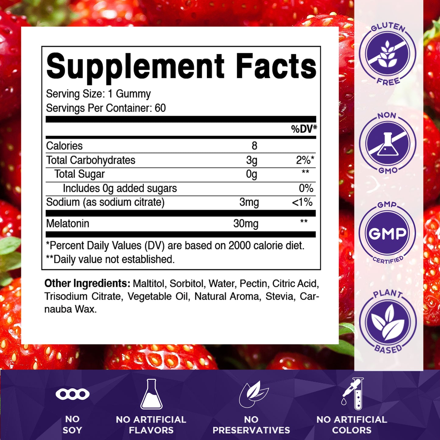 Sugar Free Melatonin 30mg - 60 Gummies