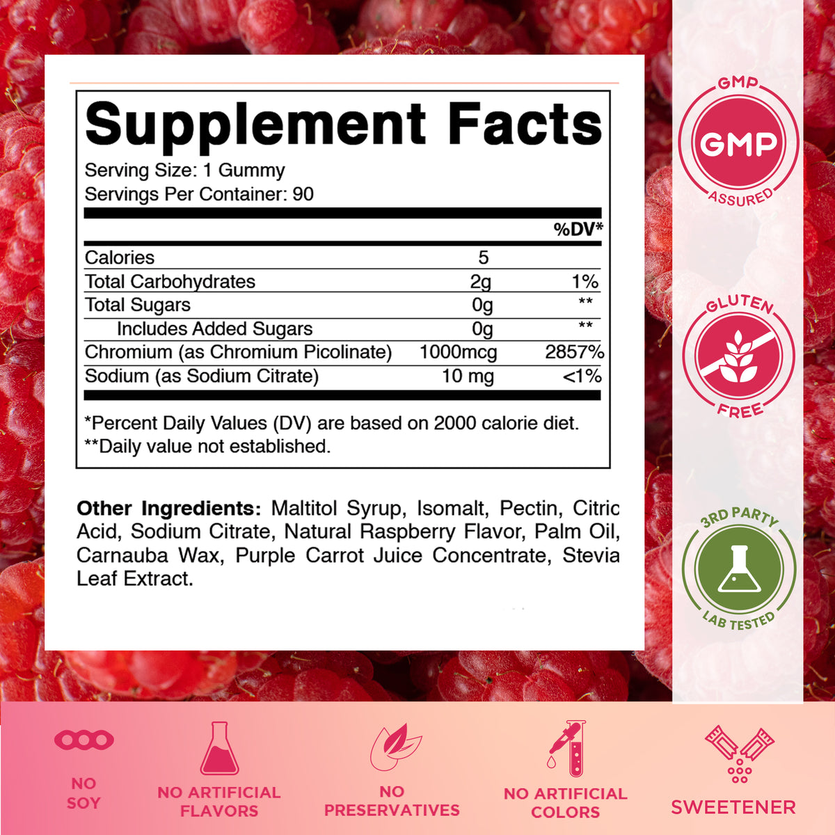 Vitamatic Chromium Picolinate 1000 mcg Per Serving Gummies, 90 Count