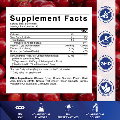 Ashwagandha 1500mg 60 Vegan Gummies