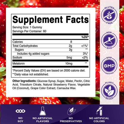 Vitamatic Melatonin 10mg Vegan Gummies, 60 Gummies