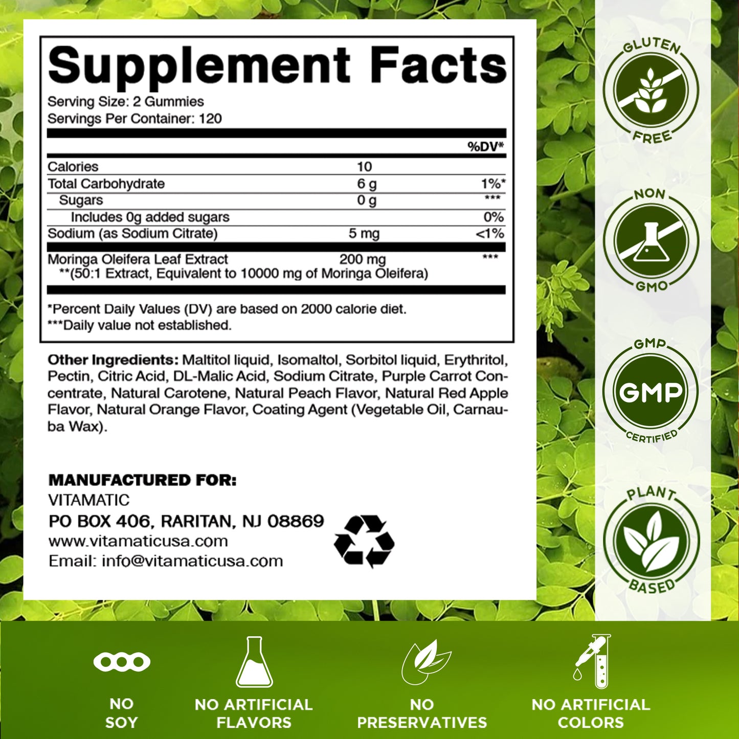 Vitamatic | Moringa 10000 mg Equivalent | 240 Gummies