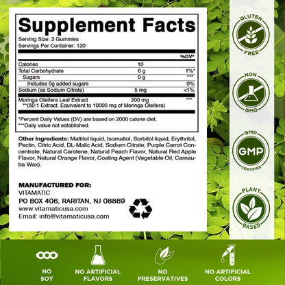 Vitamatic | Moringa 10000 mg Equivalent | 240 Gummies