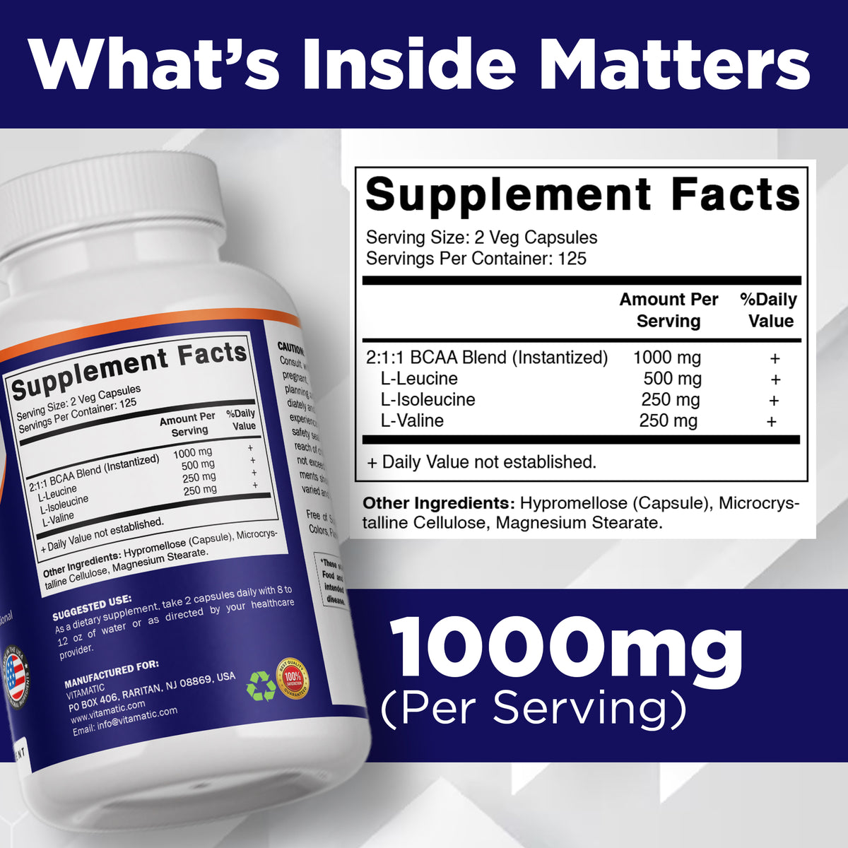 BCAA 1000mg per Serving Capsules