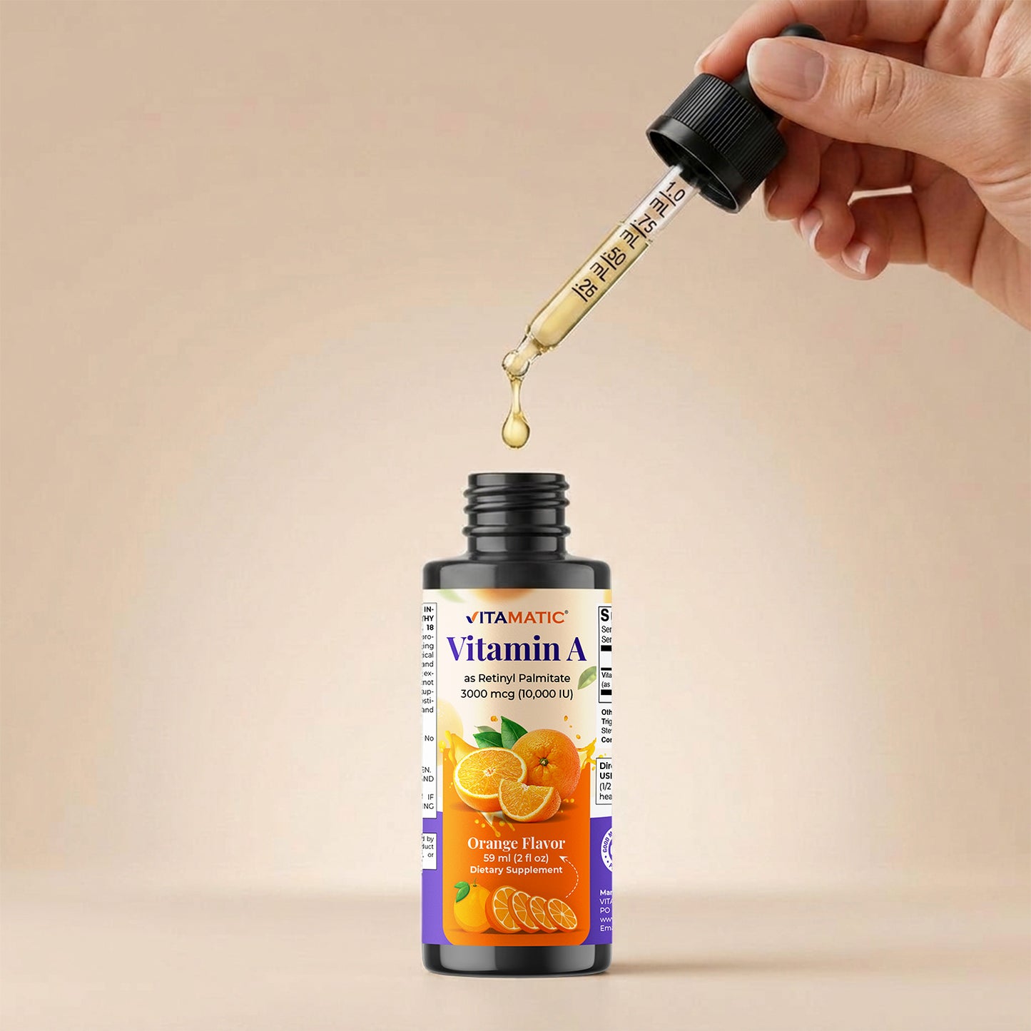 Vitamin A Liquid Drops 10000 IU (3000 mcg) as Retinyl Palmitate - 2 FL OZ (59 ml)