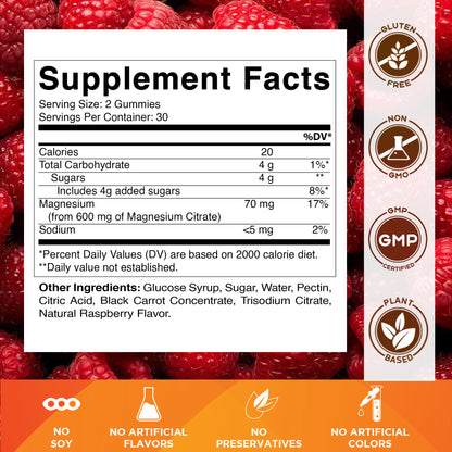 Magnesium Citrate 600mg 60 Vegan Gummies