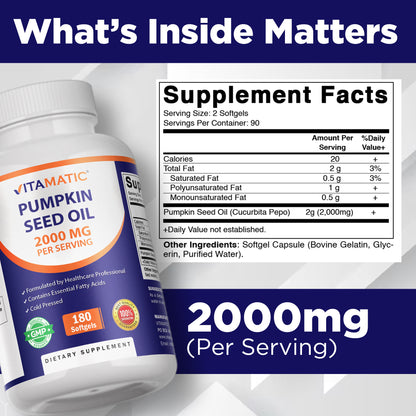 Pumpkin Seed Oil 2000mg per Serving Softgels