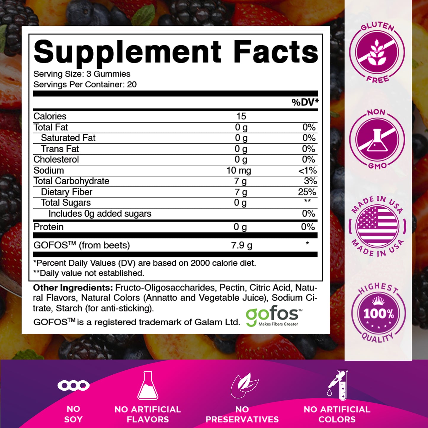 FIBER 7G (Beet Fos-pectin) - 60 Gummies