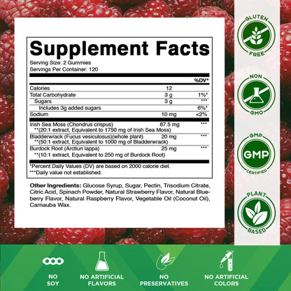 Irish Sea Moss Gummies - 3000 mg - 240 Vegan Gummies