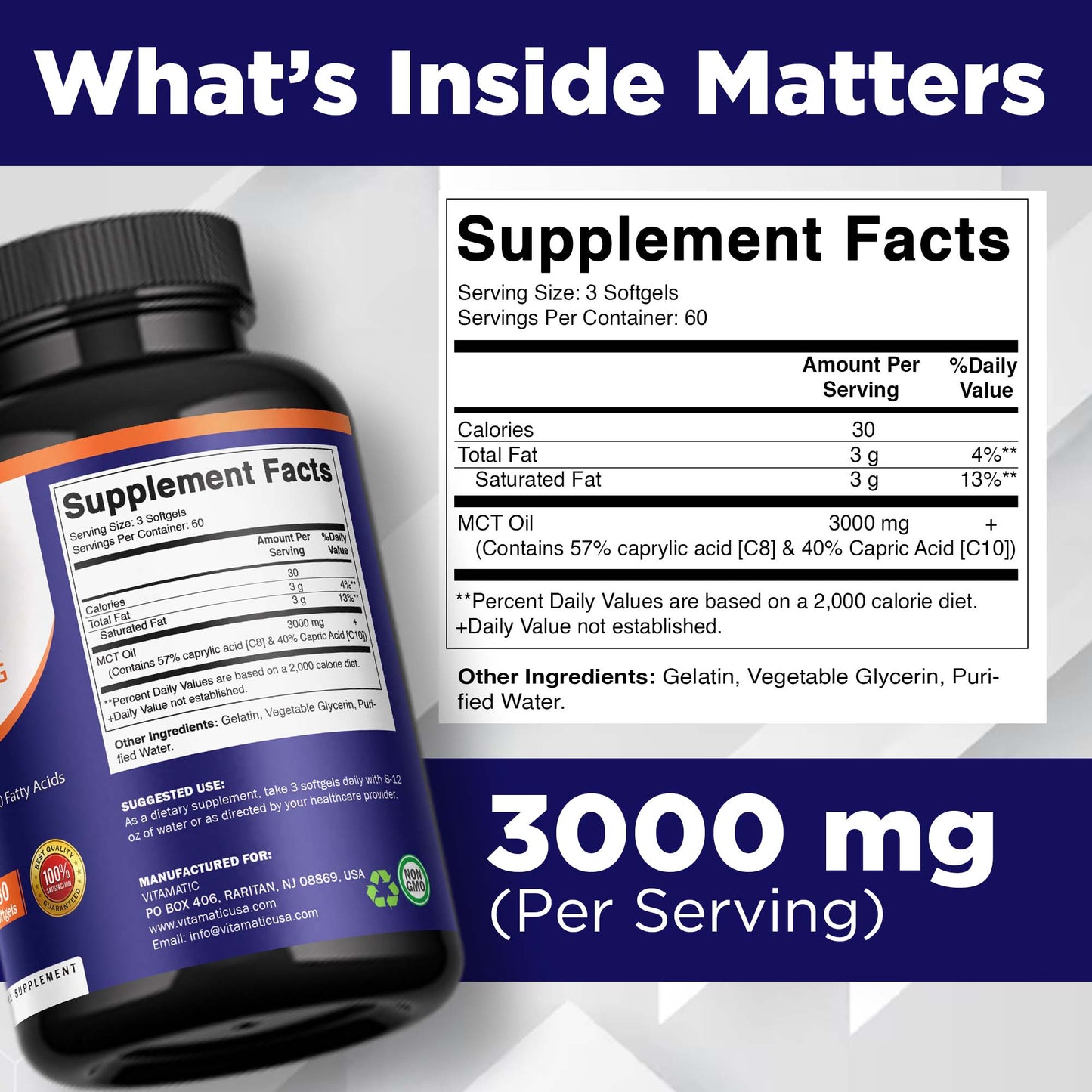 MCT Oil Softgels 3000 mg - 180 Softgels