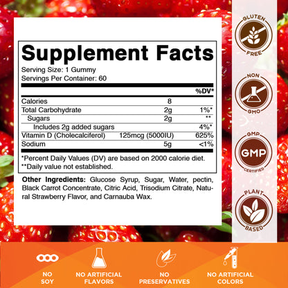 Vitamatic Vitamin D3 5000 IU Gummies, 60 Ct