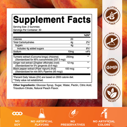 Turmeric Ginger with Black Pepper - 60 Vegan Gummies