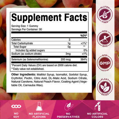Sugar Free Yeast Free Selenium 200 mcg - 90 Gummies