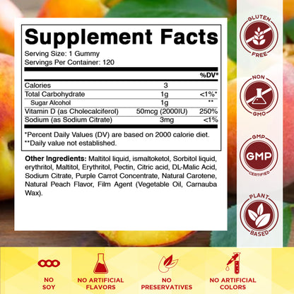 Sugar Free Vitamin D3 2000 IU - 120 Gummies