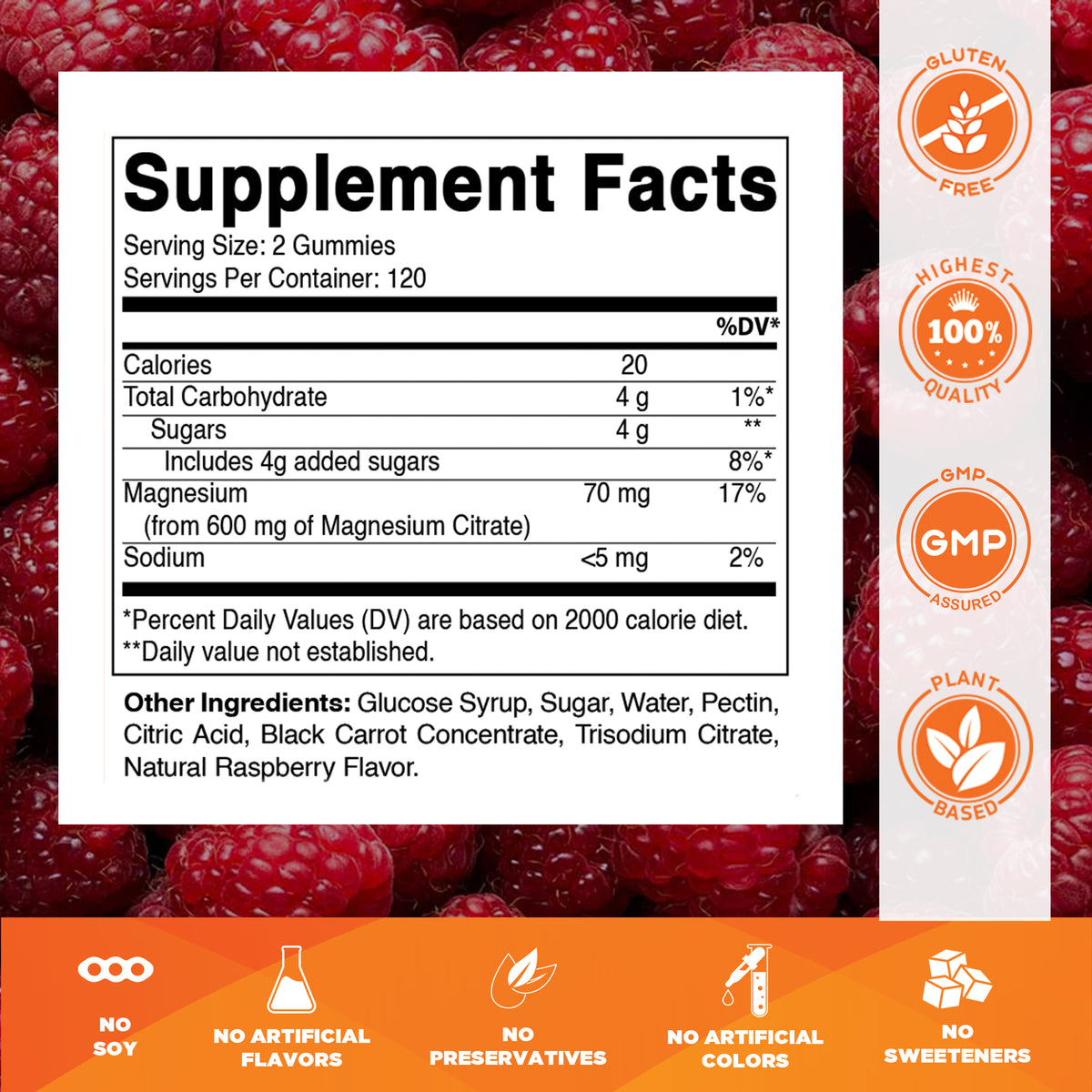 Magnesium Citrate Gummies 600mg Per Serving, 240ct