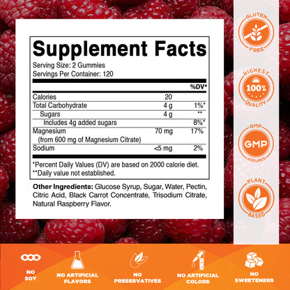 Magnesium Citrate Gummies 600mg Per Serving, 240ct
