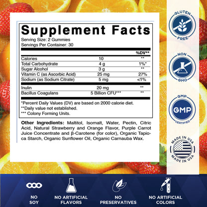 Sugar Free Probiotic 5 Billion - 60 Vegan Gummies