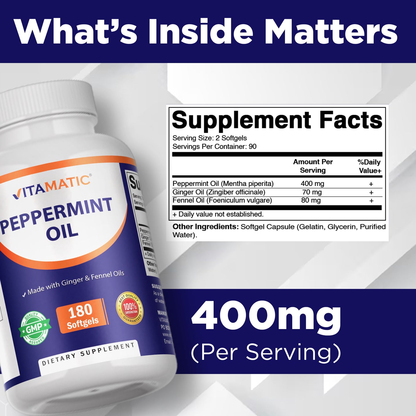 Peppermint Oil Softgels - 180 Softgels