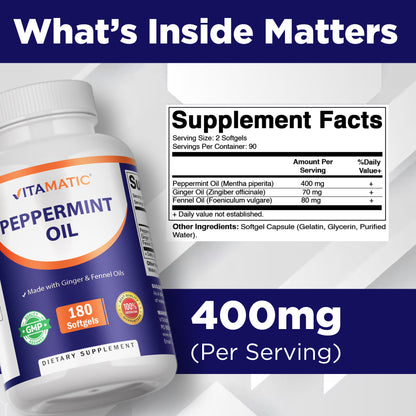 Peppermint Oil Softgels - 180 Softgels