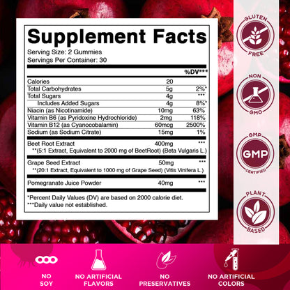Beet Root 3000mg Equivalent Per Serving - 60 Gummies