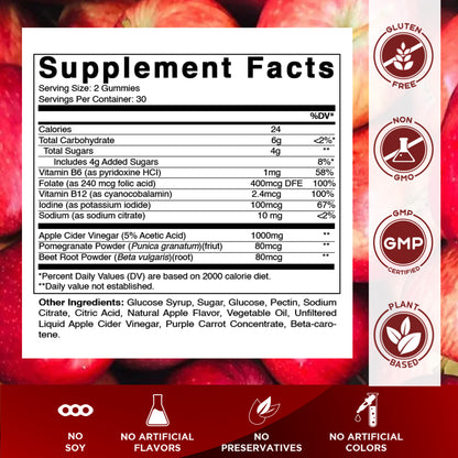 Apple Cider Vinegar  1000mg 60 Vegan Gummies