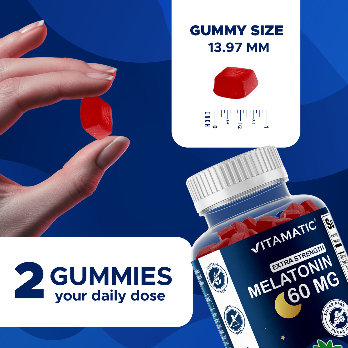 Vitamatic Sugar-Free Melatonin 60mg, 60 Gummies
