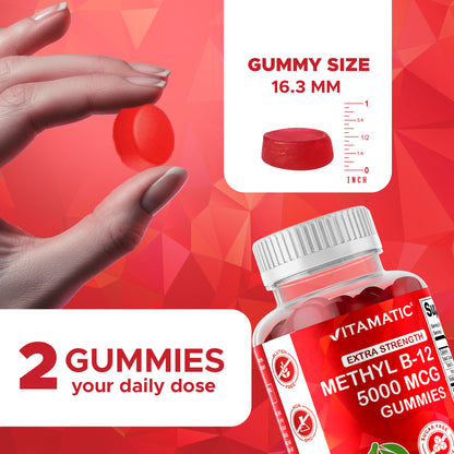 Sugar Free Methyl B12 5000 mcg - 120 Vegan Gummies