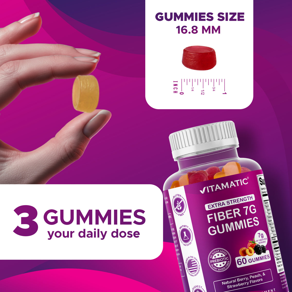Vitamatic Fiber 7G per Serving, 60 Gummies