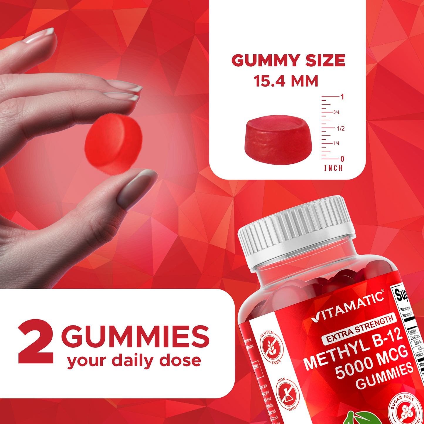 Extra Strength Vitamin B12 5000 mcg (Methyl B12) Gummies - 240 Count